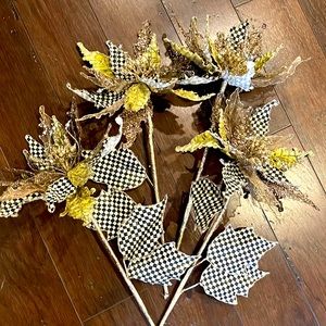 MacKenzie Childs Poinsettia Stems with Courtly Check